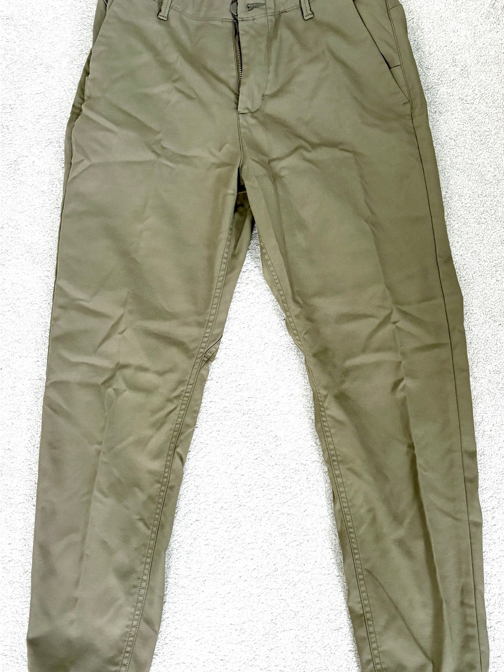 Men's Olive Chino Pants - Slim Straight